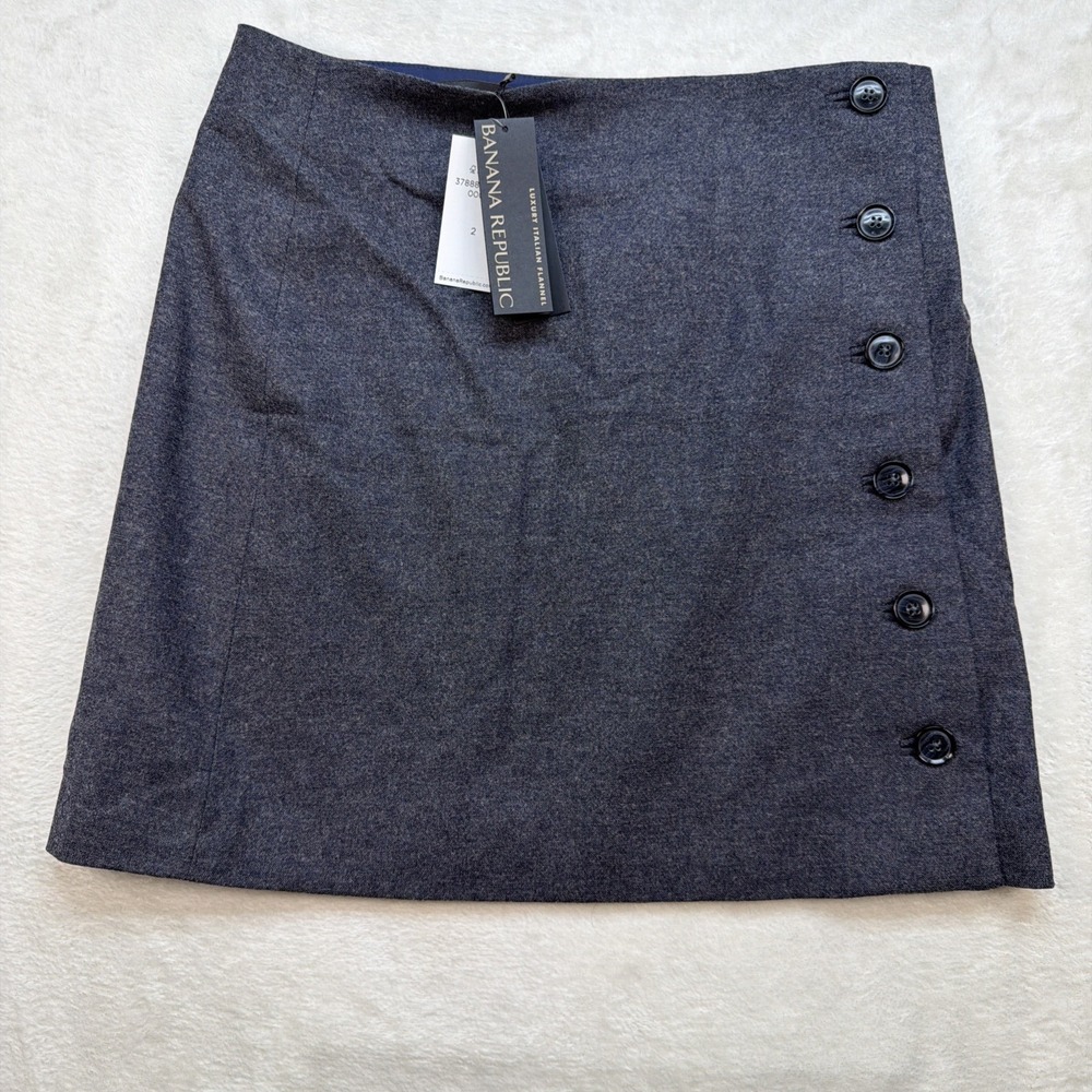 Banana‎ Republic Mini Skirt Gray Wool Blend Career Office Preppy Women Size 2
